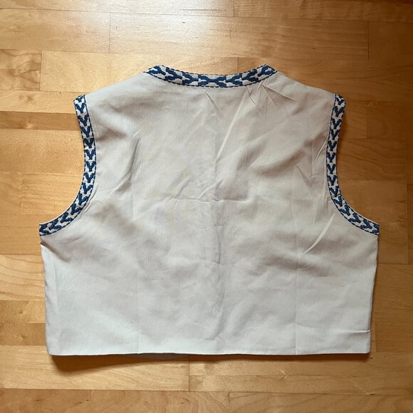 Blue and White Embroidered Vest Top Size L - Picture 3 of 10
